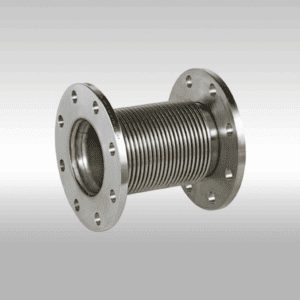 High-quality industrial metal expansion joint with flanged ends for piping systems.