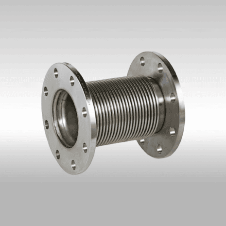 High-quality industrial metal expansion joint with flanged ends for piping systems.