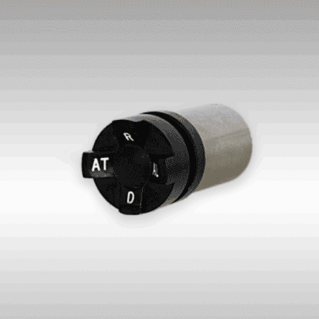Backup valve with black dial and gray cylindrical body for industrial fluid control.