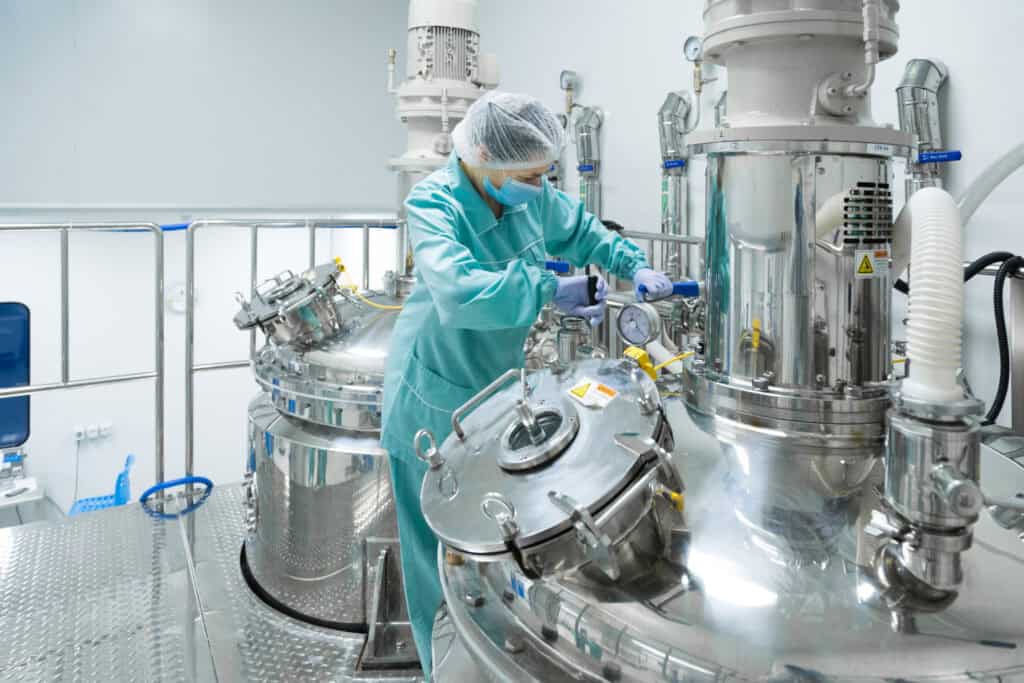 Advanced pharmaceutical manufacturing equipment at Kelco Industries for sterile processing.