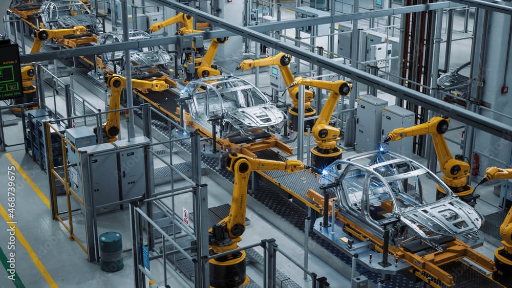 Advanced automotive manufacturing automation with robotic assembly lines at Kelco Industries.