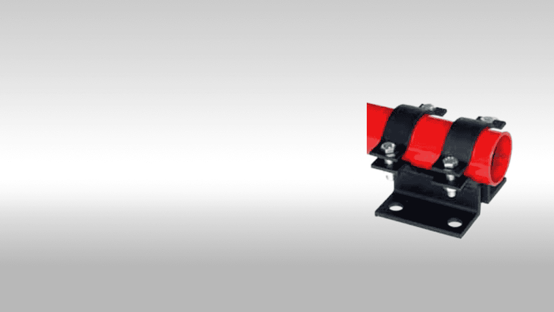 Heavy-duty industrial pipe coupling with red and black components for reliable fitting.