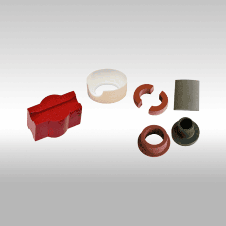 Red and brown rubber and silicone gaskets and seals for industrial applications.