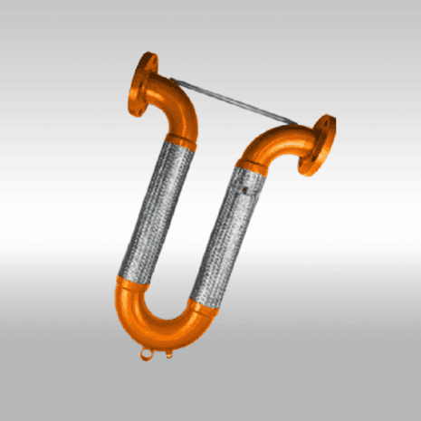 Flex pipe with braided stainless steel reinforcement for industrial applications.