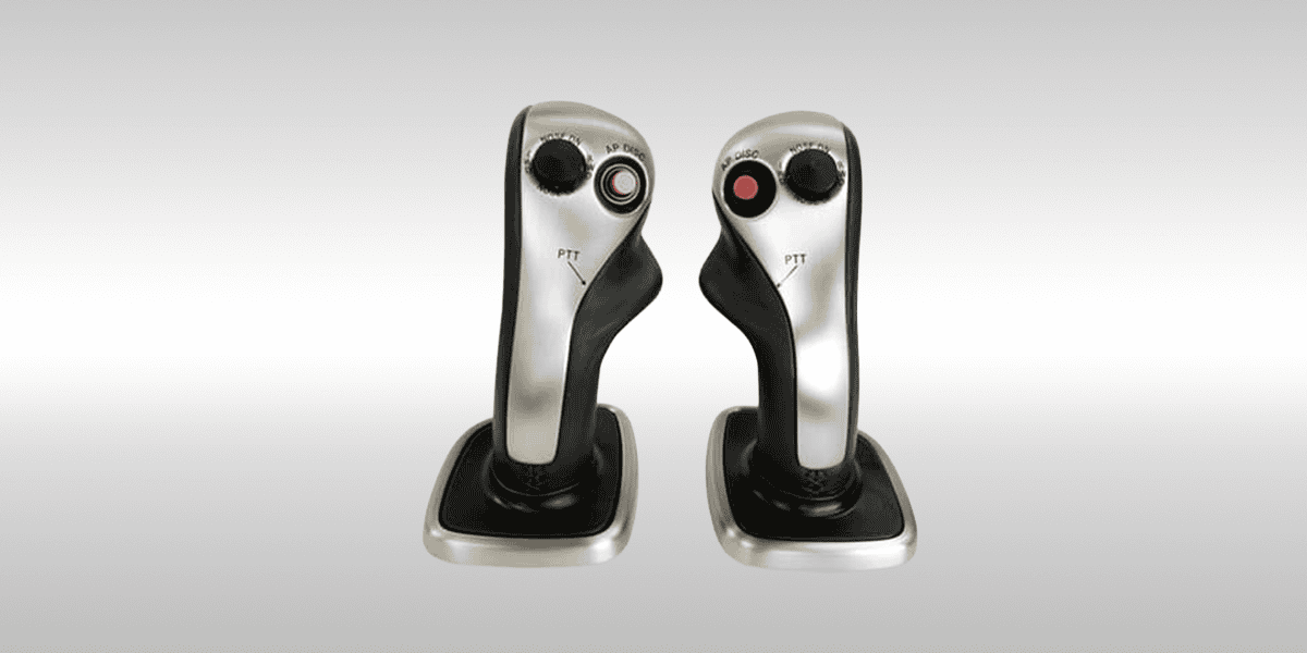 Ergonomic aerospace joysticks for industrial control systems.