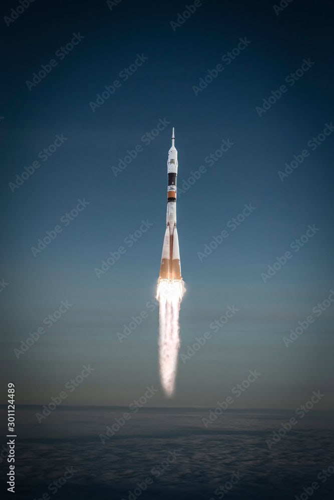 Heavy-lift rocket launch from ocean, space exploration, rocket science, aerospace engineering, Kelco Industries, space technology, satellite deployment, space industry, advanced manufacturing, aerospace solutions.