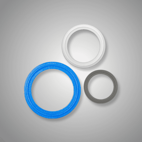 sanitary gasket category image Sealing rings in multiple colors for industrial and plumbing applications.